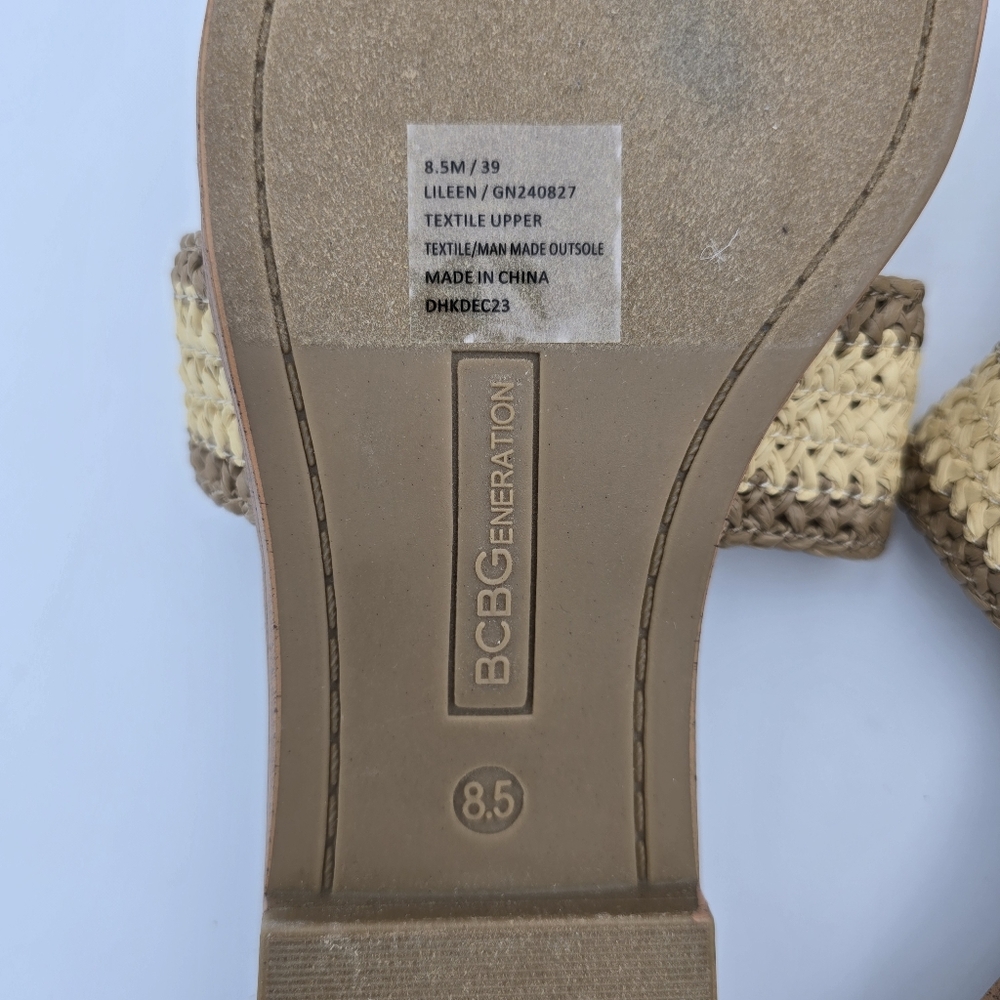 NWOT BCBGeneration Lileen Slide Sandals, Tan/Natural, 8.5M - Picture 11 of 12